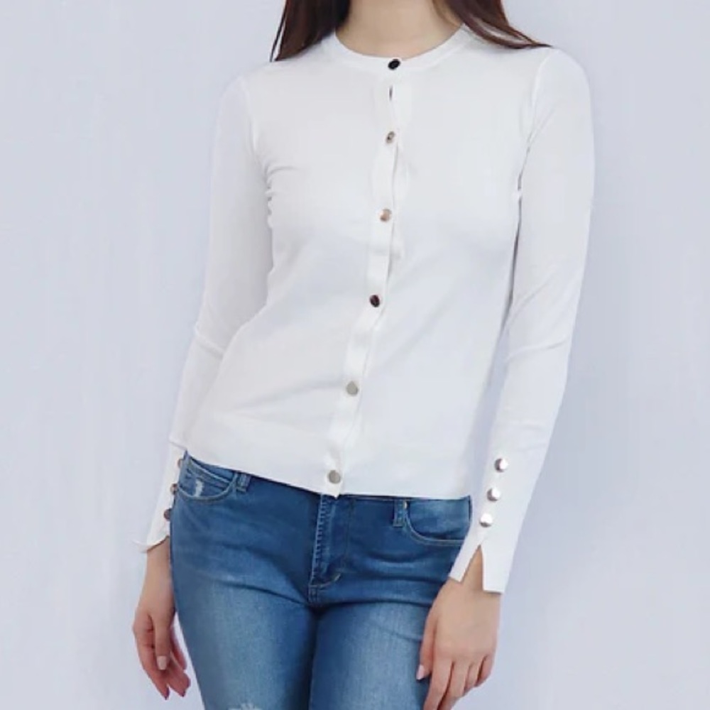 NEW!!! zara white cardigan with gold buttons size S